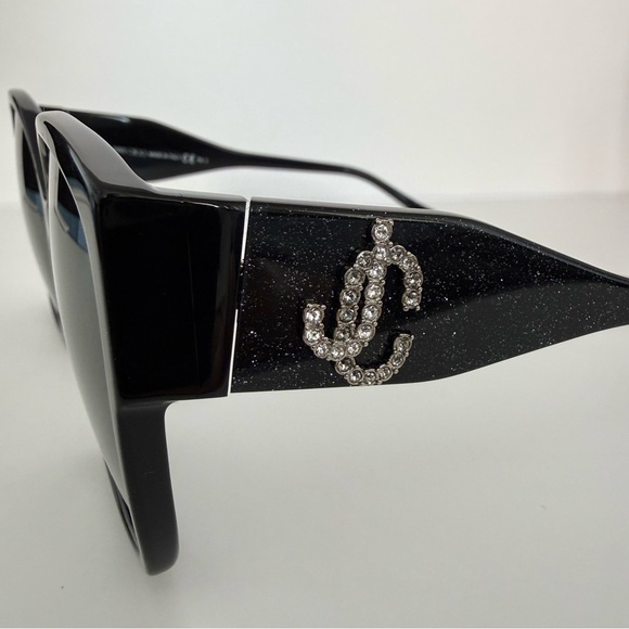 NEW!!! Jimmy Choo women black glitter sunglasses NOEMI/S DXF9O Authentic main image 8
